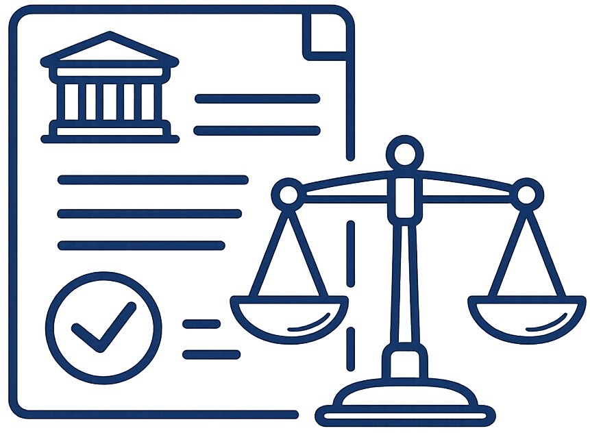 Symbol Recht und Bewertung mit Waage