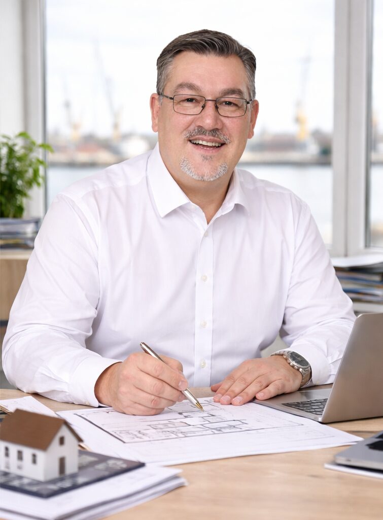 Man in white shirt at desk